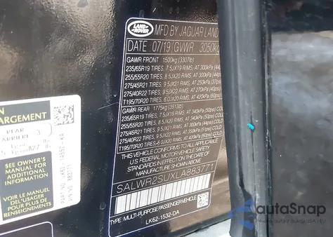 2020 Land Rover Range Rover Sport Hse Mhev из США, поврежденный, VIN SALWR2SUXLA883771